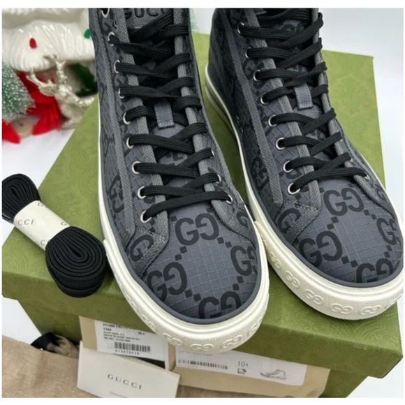 Gucci Men's 1977 tennis High-Top Sneakers size 10.5 made in Italy - Picture 2 of 8